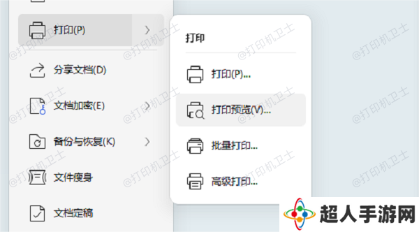 预览打印效果