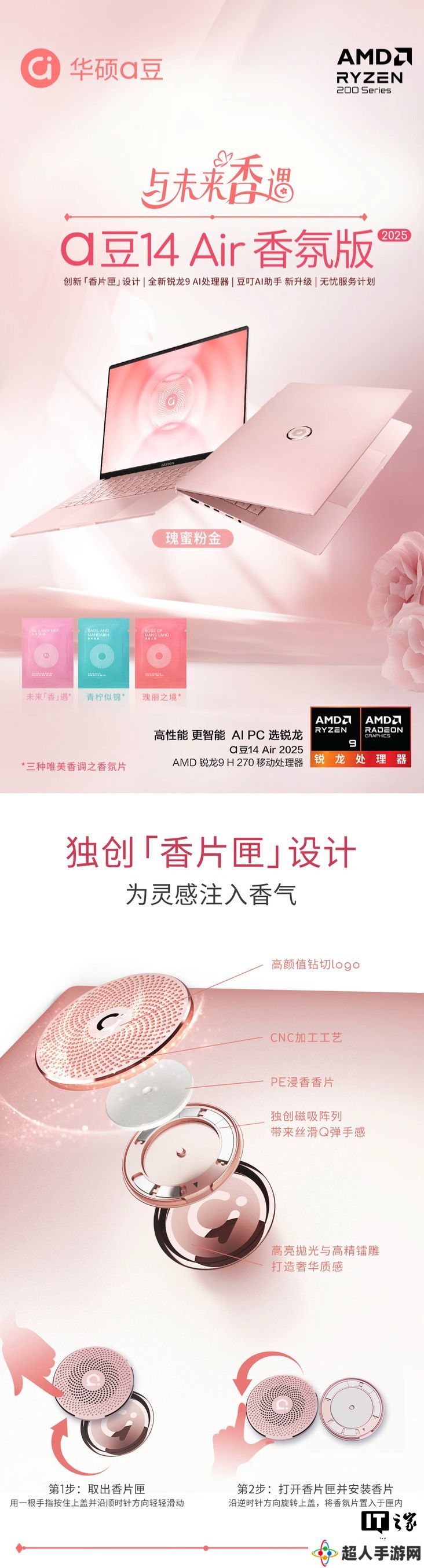 2025 款华硕 a 豆 14 Air 香氛版笔记本上架：锐龙 9 H 270 配 2.8K 120Hz 屏售 7299 元