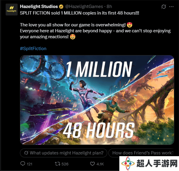 《双影奇境》再创佳绩！48小时销量破百万，超越《双人成行》速度