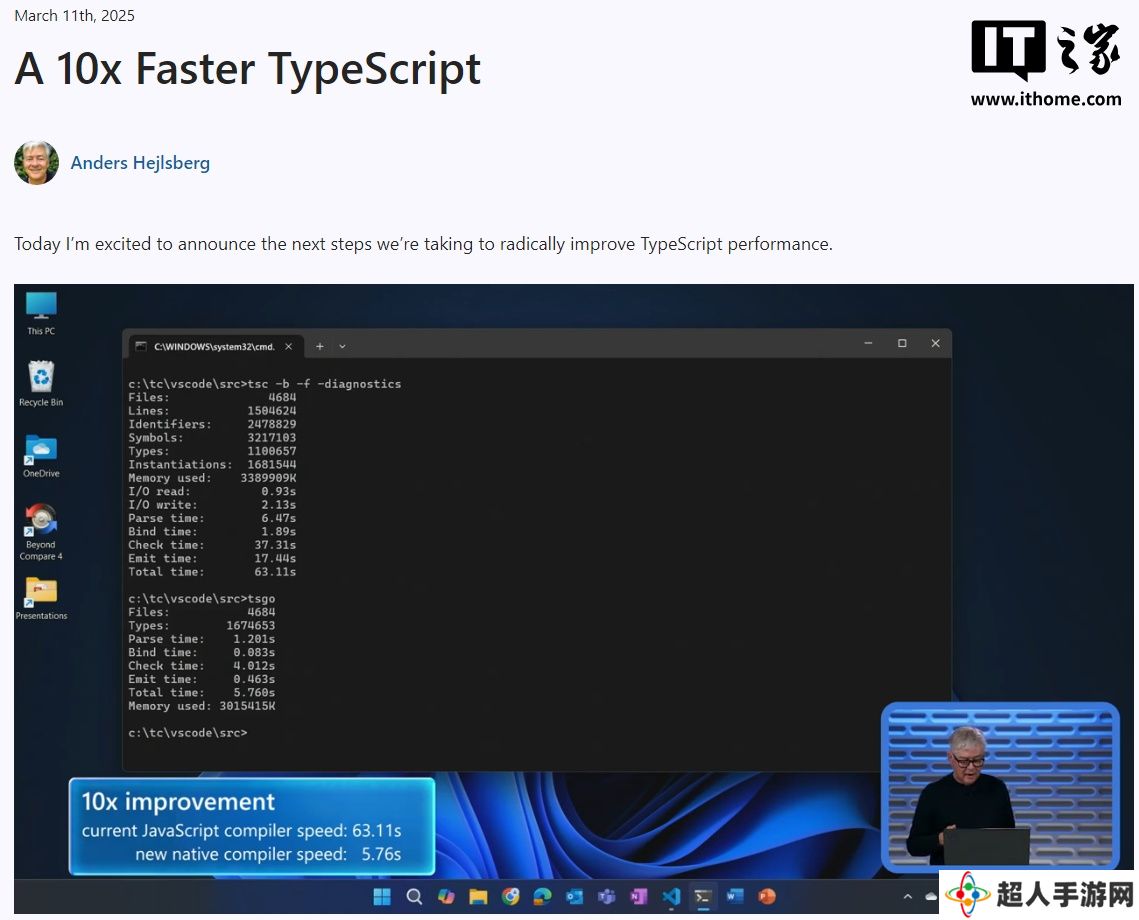 微软宣布将 TypeScript 性能提高 10 倍