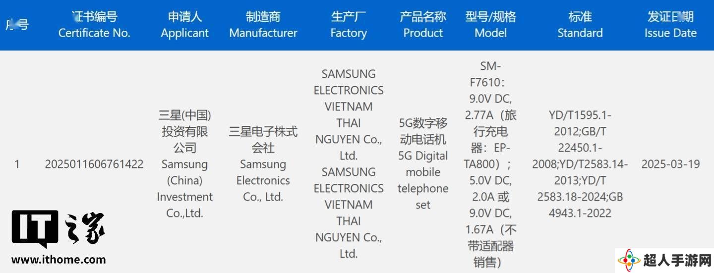 三星Galaxy Z Flip FE国行版曝光：25W快充，通过3C认证
